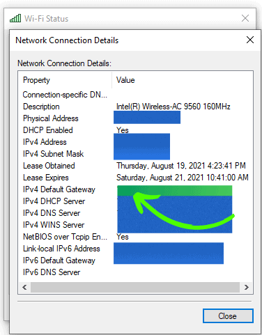 Network Connection Detail